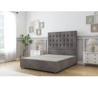 Sloomy Alabama Naples Divan Bed Base No Drawers - 54" Standing Headboard in Grey | Size: Super King Sloomy Grey Super King