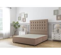 Sloomy Alabama Plush Divan Bed Base No Drawers - 54" Standing Headboard in Taupe | Size: Super King Sloomy Taupe Super King