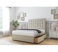 Sloomy Alabama Plush Divan Set 4 Drawers-54" Headboard in Cream | Size: King Sloomy Cream King