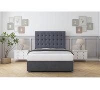 Sloomy Alabama Plush Divan Set No Drawers-54" Headboard in Dark Grey | Size: King Sloomy Dark Grey King