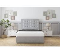Sloomy Alabama Plush Divan Set No Drawers-54" Headboard in Silver | Size: Super King Sloomy Silver Super King