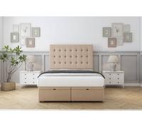 Sloomy Alabama Plush Ottoman Bed Set With 26" Strutted Headboard in Stone | Size: Super King Sloomy Stone Super King