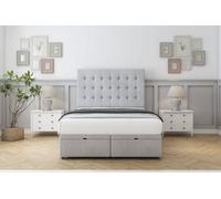 Sloomy Alabama Silver Naples Ottoman Bed With Mattress With 26" Strutted Headboard 6' Super King