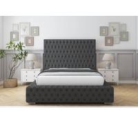 Sloomy Ambassador Dumfries Bed Frame With 50" Upholstered Headboard in Dark Grey | Size: Double Sloomy Dark Grey Double