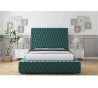 Sloomy Ambassador Emerald Plush Bed Frame With 50" Upholstered Headboard 4' Small Double