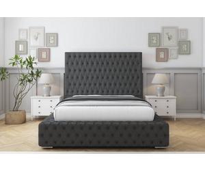 Sloomy Ambassador Graphite Dumfries Bed Frame With 50" Upholstered Headboard 6' Super King
