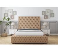 Sloomy Ambassador Latte Dumfries Bed Frame With Mattress With 50" Upholstered Headboard 4'6 Double