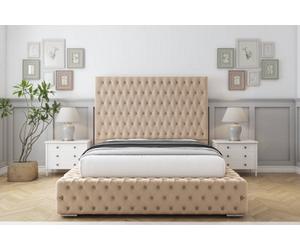 Sloomy Ambassador Pebble Plush Bed Frame With 50" Upholstered Headboard 2'6 Small Single