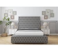 Sloomy Ambassador Pewter Dumfries Bed Frame With Mattress With 50" Upholstered Headboard 4' Small Double