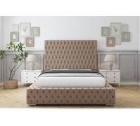Sloomy Ambassador Plush Bed Frame With 50" Upholstered Headboard in Taupe | Size: Small Double Sloomy Taupe Small Double