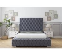 Sloomy Ambassador Plush Frame-Mattress - 50" Upholstered Headboard in Dark Grey | Size: King Sloomy Dark Grey King
