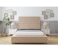 Sloomy Ambassador Plush Frame-Mattress - 50" Upholstered Headboard in Stone | Size: Double Sloomy Stone Double
