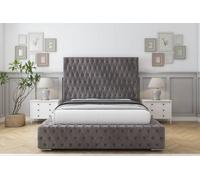 Sloomy Ambassador Slate Naples Bed Frame With Mattress With 50" Upholstered Headboard 6' Super King