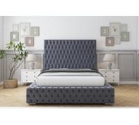Sloomy Ambassador Steel Plush Bed Frame With 50" Upholstered Headboard 5' King
