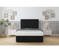 Sloomy Ashford Black Plush Ottoman Bed With Mattress With 26" Strutted Headboard 4'6 Double