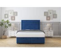 Sloomy Ashford Navy Plush Ottoman Bed With Mattress With 26" Strutted Headboard 2'6 Small Single