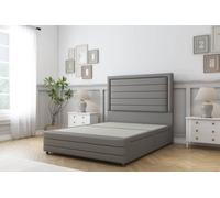 Sloomy Ashford Pewter Dumfries Divan Bed Base No Drawers-26" Strutted Headboard 12" Footboard 2'6 Small Single