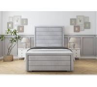 Sloomy Ashford Silver Naples Bed Frame With 50" Upholstered Headboard 2'6 Small Single
