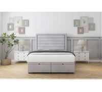 Sloomy Ashford Silver Naples Ottoman Bed With Mattress With 54" Floor Standing Headboard 5' King
