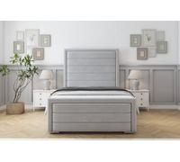 Sloomy Ashford Silver Plush Bed Frame With Mattress With 50" Upholstered Headboard 4'6 Double
