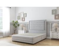 Sloomy Ashford Silver Plush Divan Bed Base 2 Drawers Foot-End-54" Floor Standing Headboard 12" Footboard 4' Small Double
