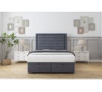 Sloomy Ashford Steel Plush Ottoman Bed With Mattress With 54" Floor Standing Headboard 3' Single