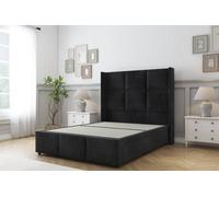 Sloomy Beaumont Black Naples Divan Bed Base No Drawers - 54" Wingback Headboard & 12" Footboard 4' Small Double