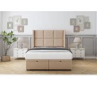Sloomy Beaumont Pebble Plush Ottoman Bed With Mattress With 54" Wingback Headboard 2'6 Small Single
