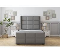 Sloomy Beaumont Pewter Dumfries Bed Frame With 50" Upholstered Wingback Headboard 2'6 Small Single
