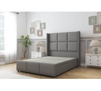 Sloomy Beaumont Pewter Dumfries Divan Bed Base 2 Drawers Foot-End - 54" Wingback Headboard & 12" Footboard 6' Super King