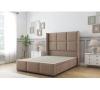 Sloomy Beaumont Plush Divan Base 2 Drawers-54" Wing Headboard & Footboard in Taupe | Size: King Sloomy Taupe King