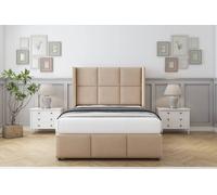 Sloomy Beaumont Plush Divan Set No Drawers-54" Wingback-Footboard in Stone | Size: Small Double Sloomy Stone Small Double