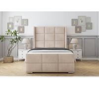 Sloomy Beaumont Sand Naples Bed Frame With 50" Upholstered Wingback Headboard 3' Single
