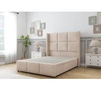 Sloomy Beaumont Sand Naples Divan Bed Base No Drawers - 54" Wingback Headboard & 12" Footboard 4'6 Double