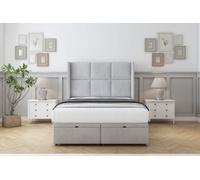 Sloomy Beaumont Silver Naples Ottoman Bed With Mattress With 54" Wingback Headboard 4'6 Double
