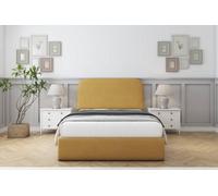 Sloomy Belvoir Mustard Plush Bed Frame With Mattress With 45" Upholstered Headboard 4' Small Double