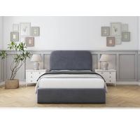 Sloomy Belvoir Plush Frame-Mattress - 45" Upholstered Headboard in Dark Grey | Size: Small Double Sloomy Dark Grey Small Double