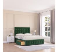 Sloomy Berlin Divan Bed Base No Drawers 12" Footboard & 26" Struts Headboard in Emerald | Size: Super King Sloomy Emerald Super King