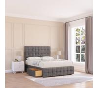 Sloomy Berlin Divan Bed Base No Drawers 12" Footboard & 54" Floor Standing Headboard in Grey | Size: Small Single Sloomy Grey Small Single