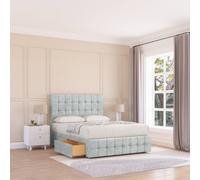 Sloomy Berlin Divan Bed Base No Drawers 12" Footboard & 54" Floor Standing Headboard in Silver | Size: Small Single Sloomy Silver Small Single