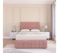 Sloomy Berlin Divan Bed Set With No drawers & Matching Footboard - Plush Velvet in Pink | Size: Double Sloomy Pink Double