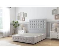 Sloomy Berlin Plush Divan Base 4 Drawers - 54" Headboard & 12" Footboard in Silver | Size: King Sloomy Silver King