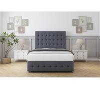 Sloomy Berlin Plush Divan Base No Drawers - 54" Headboard & 12" Footboard in Dark Grey | Size: Single Sloomy Dark Grey Single