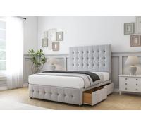 Sloomy Berlin Plush Divan Set 2 Drawers-54" Headboard-Footboard in Silver | Size: Small Double Sloomy Silver Small Double