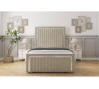 Sloomy Boston Chrome Cream Plush Bed Frame With 50" Upholstered Headboard 3' Single