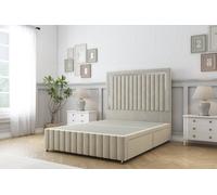 Sloomy Boston Chrome Cream Plush Divan Bed 4 Drawers-54" Floor Standing Headboard 12" Footboard 4'6 Double