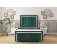 Sloomy Boston Chrome Emerald Plush Bed Frame With Mattress With 50" Upholstered Headboard 5' King