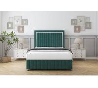 Sloomy Boston Chrome Emerald Plush Divan Bed Set 2 Drawers Right Side - 54" Floor Standing 12" Footboard 2'6 Small Single