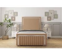 Sloomy Boston Chrome Latte Dumfries Bed Frame With 50" Upholstered Headboard 6' Super King