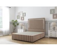 Sloomy Boston Chrome Mink Plush Divan Bed 4 Drawers-26" Strutted Headboard 12" Footboard 5' King